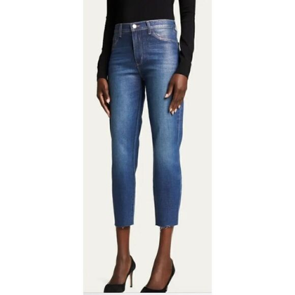 L'AGENCE Denim - L'Agence El Matador French Slim in Fremont Gold Glitter Coated Ankle Jeans NWt S